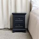 Black Two Drawer Bedside Table - Daventry Black Range