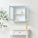 Duck Egg Blue Reeded Glass Wall Cabinet