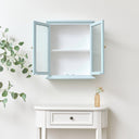 Duck Egg Blue Reeded Glass Wall Cabinet