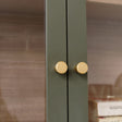 Khaki Green and Wood Wall Cabinet with Glass Front 70cm x 90cm