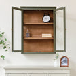 Khaki Green and Wood Wall Cabinet with Glass Front 70cm x 90cm