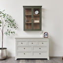 Khaki Green and Wood Wall Cabinet with Glass Front 70cm x 90cm