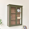Khaki Green and Wood Wall Cabinet with Glass Front 70cm x 90cm