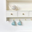 Large Ivory Wall Shelf Unit with Drawer Storage and Hooks