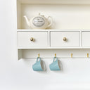 Large Ivory Wall Shelf Unit with Drawer Storage and Hooks