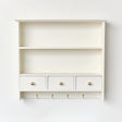 Large Ivory Wall Shelf Unit with Drawer Storage and Hooks