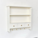 Large Ivory Wall Shelf Unit with Drawer Storage and Hooks