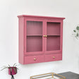 Raspberry Red Reeded Glass Wall Cabinet with Drawers