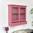 Raspberry Red Reeded Glass Wall Cabinet with Drawers