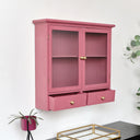 Raspberry Red Reeded Glass Wall Cabinet with Drawers