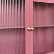 Raspberry Red Reeded Glass Wall Cabinet with Drawers