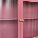 Raspberry Red Reeded Glass Wall Cabinet with Drawers
