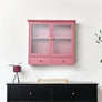 Raspberry Red Reeded Glass Wall Cabinet with Drawers