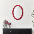 Red Oval Velvet Framed Wall Mirror 50cm x 70cm