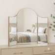 Arched Gold Vintage Triple Dressing Table Mirror - Liana Range
