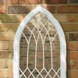 Arched White Distressed Chapel Fretwork Garden Mirror - 47cm x 142cm