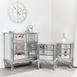 Silver Mirrored Chest of Drawers & Pair of 3 Drawer Bedside Tables - Tiffany Range
