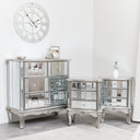 Silver Mirrored Chest of Drawers & Pair of 3 Drawer Bedside Tables - Tiffany Range