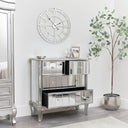 Silver Mirrored Chest of Drawers &amp; Pair of 3 Drawer Bedside Tables - Tiffany Range
