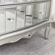 Silver Mirrored Chest of Drawers &amp; Pair of 3 Drawer Bedside Tables - Tiffany Range