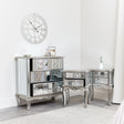 Bedroom Furniture, Silver Mirrored Chest of Drawers &amp; Pair of Bedside Tables - Tiffany Range