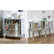 Bedroom Furniture, Silver Mirrored Chest of Drawers &amp; Pair of Bedside Tables - Tiffany Range