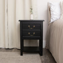 Black 2 Drawer Bedside Table with Shelf - Briggs Range