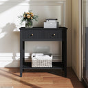 Black 2 Drawer Console / Dressing Table - Hales Black Range