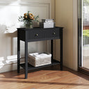 Black 2 Drawer Console / Dressing Table - Hales Black Range