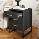 Black 3 Drawer Bedside - Luna Black Range