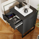 Black 3 Drawer Bedside - Luna Black Range