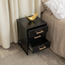 Black 3 Drawer Bedside Table - Luna Black Range