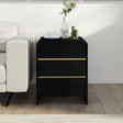 Black 3 Drawer Bedside Table - Meridian Black Range