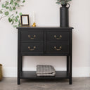 Black 4 Drawer Chest Console Table with Shelf - Briggs Range