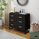 Black 3 Drawer Chest Of Drawers - Luna Black Range