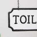 Black and White Metal Wall Mounted Hanging Toilet Sign
