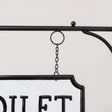 Black and White Metal Wall Mounted Hanging Toilet Sign