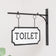 Black and White Metal Wall Mounted Hanging Toilet Sign
