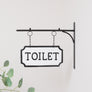 Black and White Metal Wall Mounted Hanging Toilet Sign