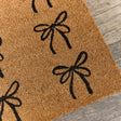 Black Bow Detail PVC Backed Coir Doormat 60cm x 40cm