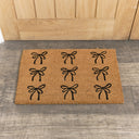 Black Bow Detail PVC Backed Coir Doormat 60cm x 40cm