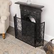 Black Geometric Detailed Metal Fire Screen - 106cm x 62.5cm