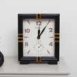 Black & Gold Metal Square Table Top / Mantel Clock 32cm x 26cm