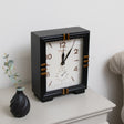 Black &amp; Gold Metal Square Table Top / Mantel Clock 32cm x 26cm