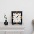 Black &amp; Gold Metal Square Table Top / Mantel Clock 32cm x 26cm