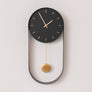 Black & Gold Pendulum Metal Analogue Wall Clock - 20cm x 55cm
