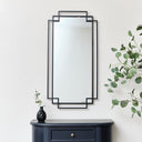 Black Geometric Matt Wall Mirror 94cm x 48cm