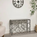 Black Metal Multi Circle Mirrored Console Table