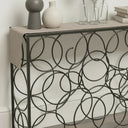 Black Metal Multi Circle Mirrored Console Table