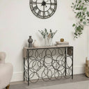 Black Metal Multi Circle Mirrored Console Table